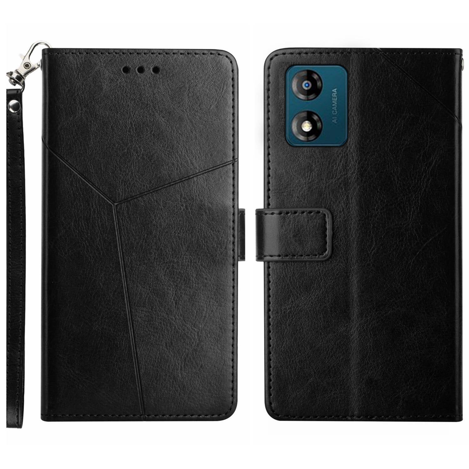 HT01 For Motorola Moto E13 4G Wallet Phone Cover Foldable Phone Stand Imprinted Y-shaped Line PU Leather Flip Phone Case Shell with Strap HT01 For Motorola Moto E13 4G Wallet Phone Cover Foldable Phone Stand Imprinted Y-shaped Line PU Leather Flip Phone Case Shell with Strap